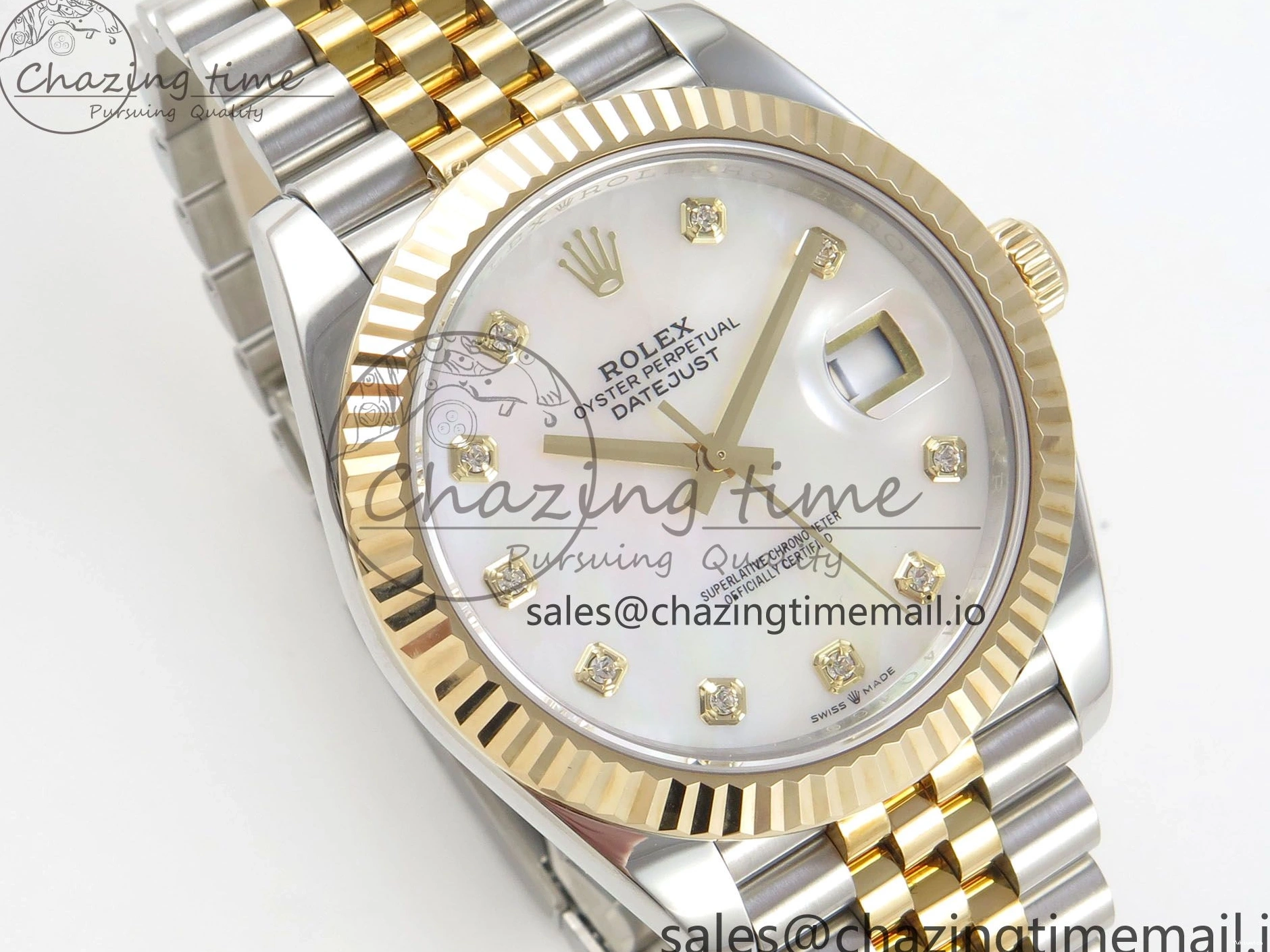 on Edition MOP DateJust White SS 41mm SS Bracelet Jubilee YG Dial Best 126333 3EF YG Diamond SA3235 1:1 0416